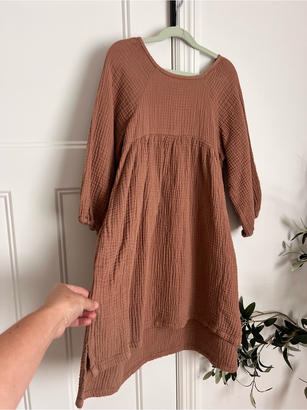 Zara Girls High-Low Gauze Dress in Warm Brown